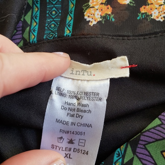 Intu Dress Flowy Tribal Floral Print Tunic Top XL Sheer Beach Pool Cover Up - Picture 5 of 5